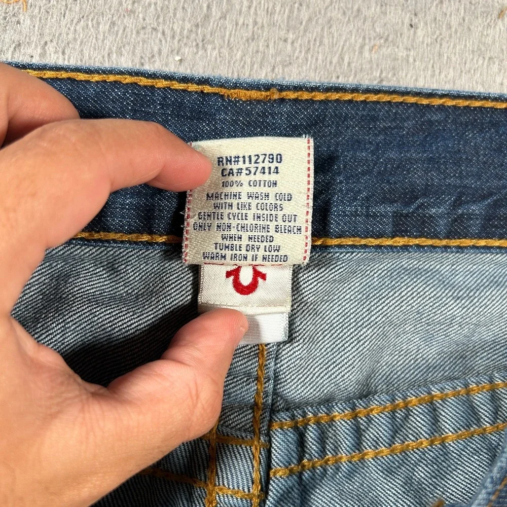 True‎ Religion Ricky Straight Jeans Mens 38 40x33 Flap Pockets Western USA Made